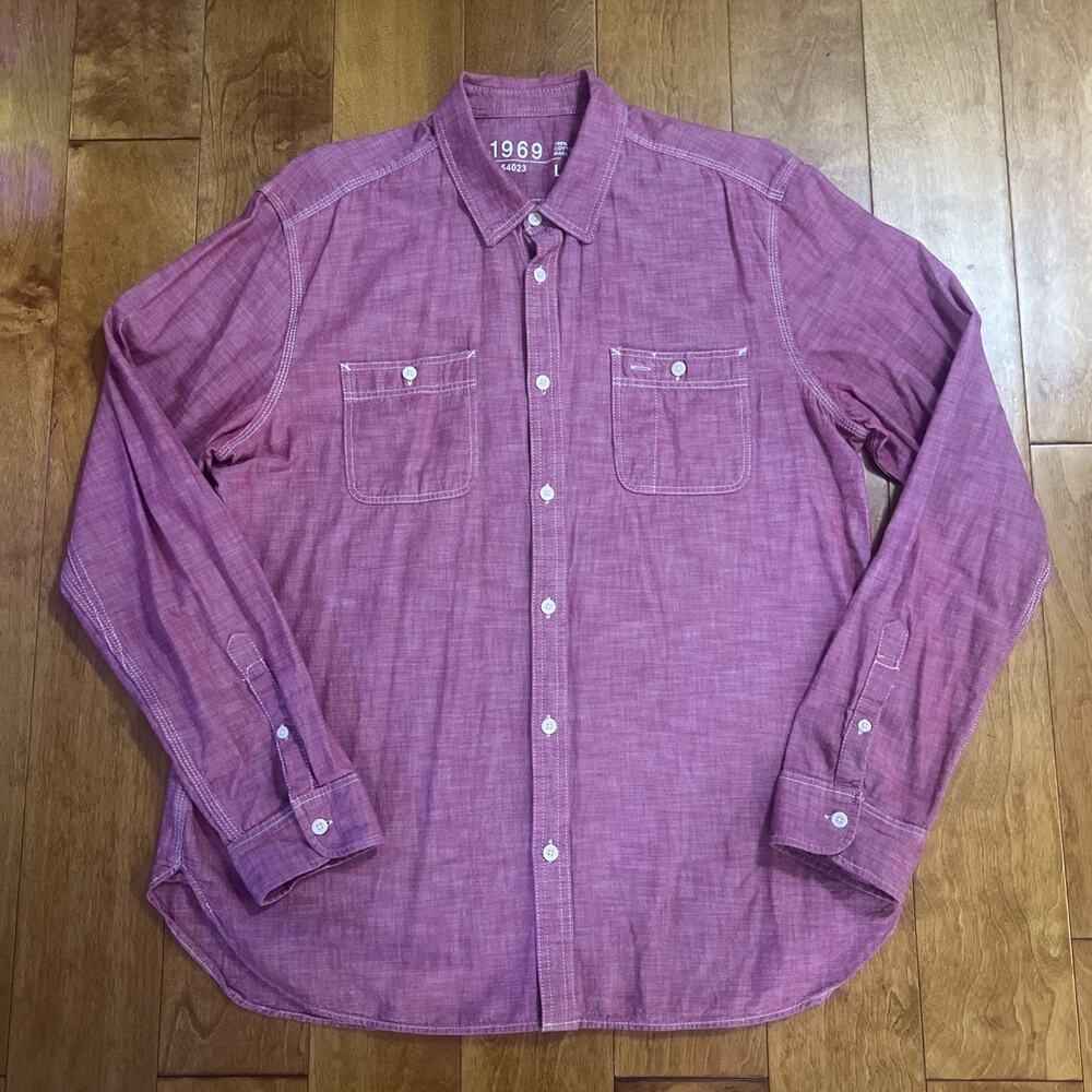Gap 1969 Button Up Shirt Size L Red Casual Classic Outdoor Gorpcore Pockets - Picture 2 of 10